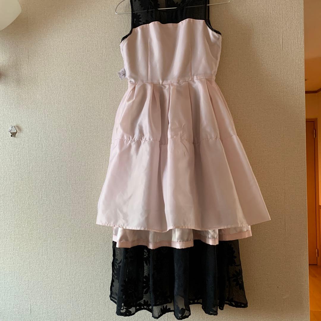 アミティス　プチプリンセス 黒とグレーの花柄ドレス　150cm