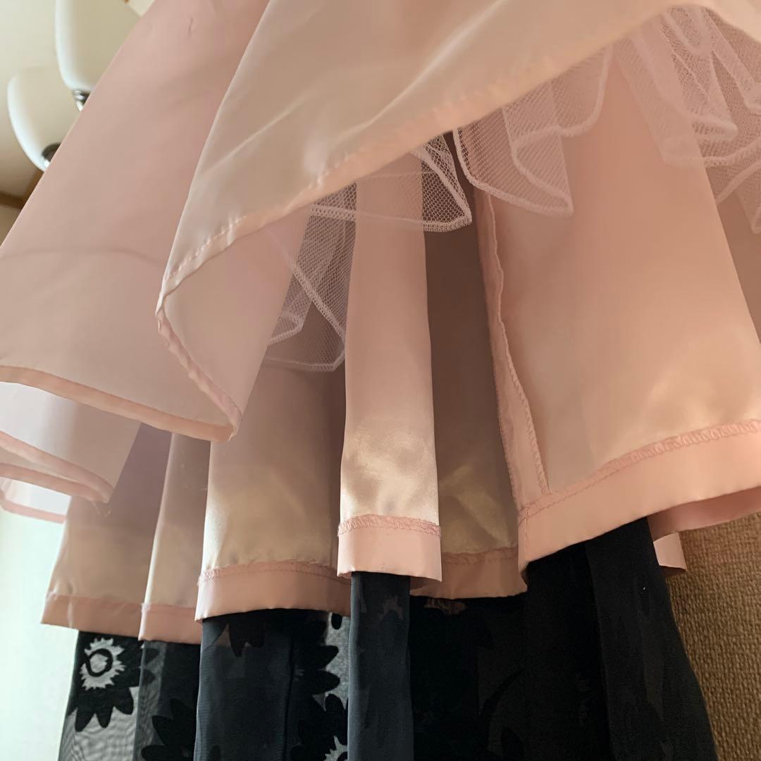 アミティス　プチプリンセス 黒とグレーの花柄ドレス　150cm