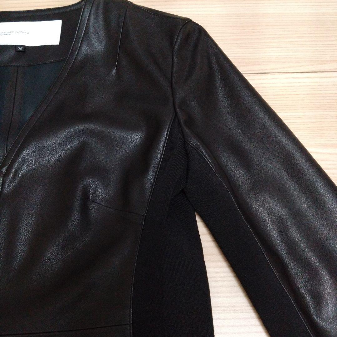ダブルスタンダード 黒レザーシングルジャケット 36