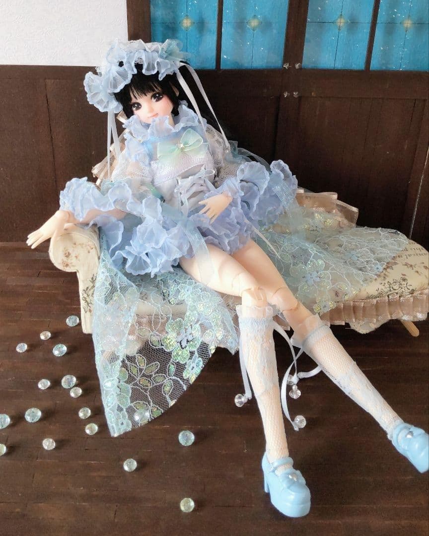 【ゆっき】リカちゃん服　クラゲロリータドレス　ハートの魔法少女　2点