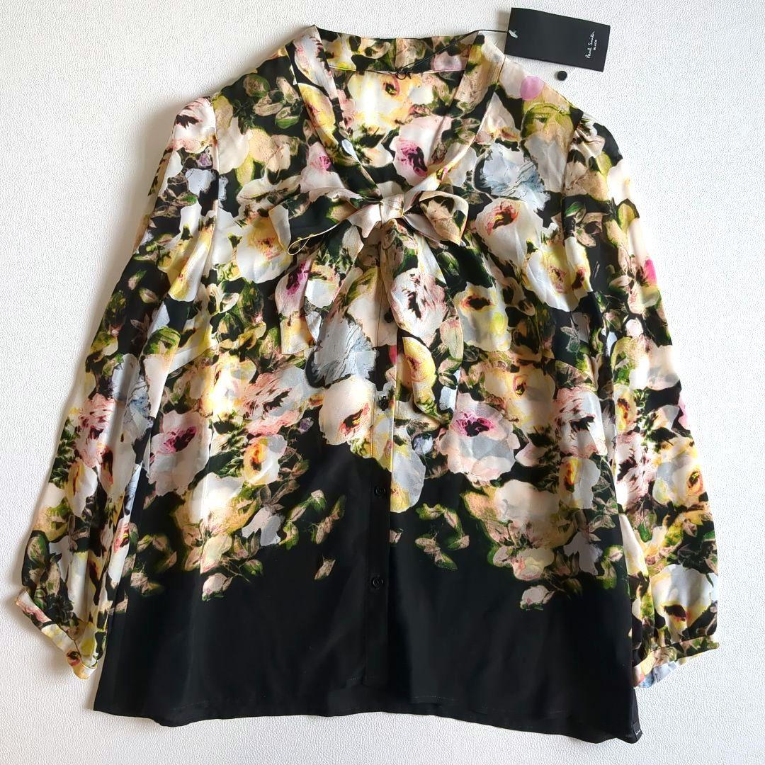 新品★ポールスミス ブラック ボウタイ ブラウス 花柄 44