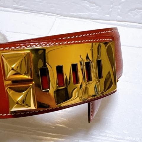 HERMES エルメス コリエドシアン メドール ベルト ブラウン×ゴールド