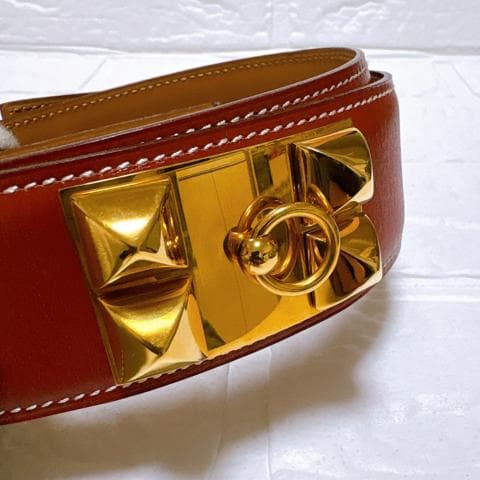 HERMES エルメス コリエドシアン メドール ベルト ブラウン×ゴールド