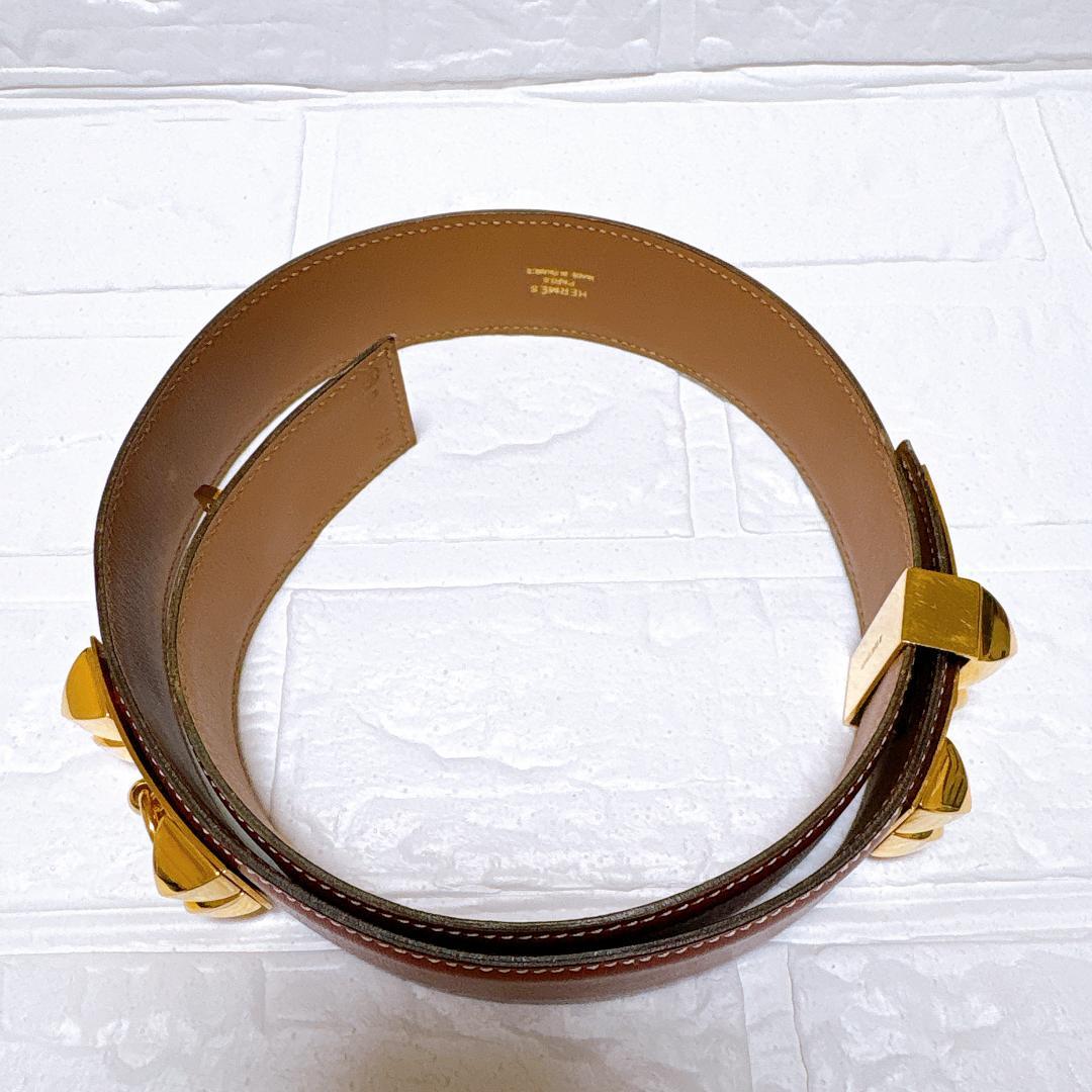 HERMES エルメス コリエドシアン メドール ベルト ブラウン×ゴールド