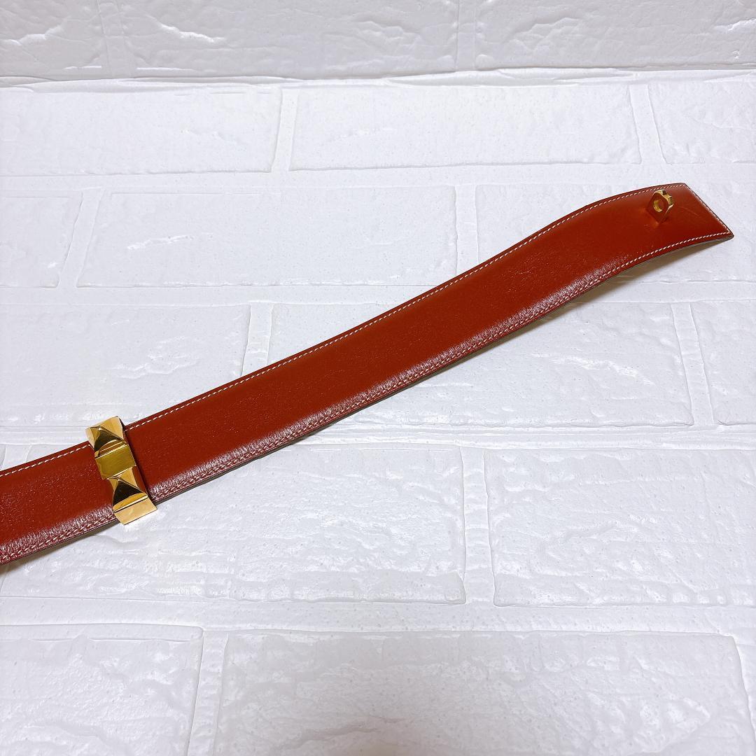 HERMES エルメス コリエドシアン メドール ベルト ブラウン×ゴールド