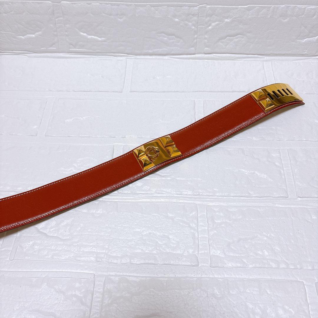 HERMES エルメス コリエドシアン メドール ベルト ブラウン×ゴールド