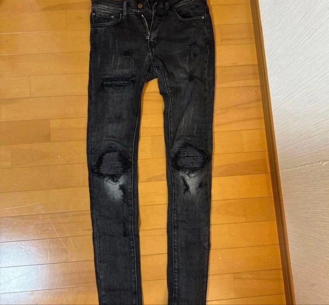 ミニマルmnmlダークグレー デニムパン