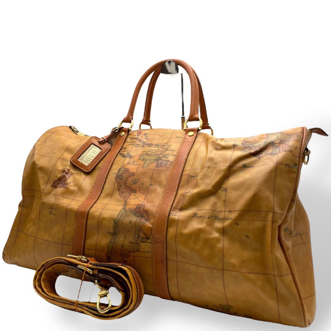美品 PRIMA CLASSE ボストンバッグ PVC 地図柄 2way 大容量