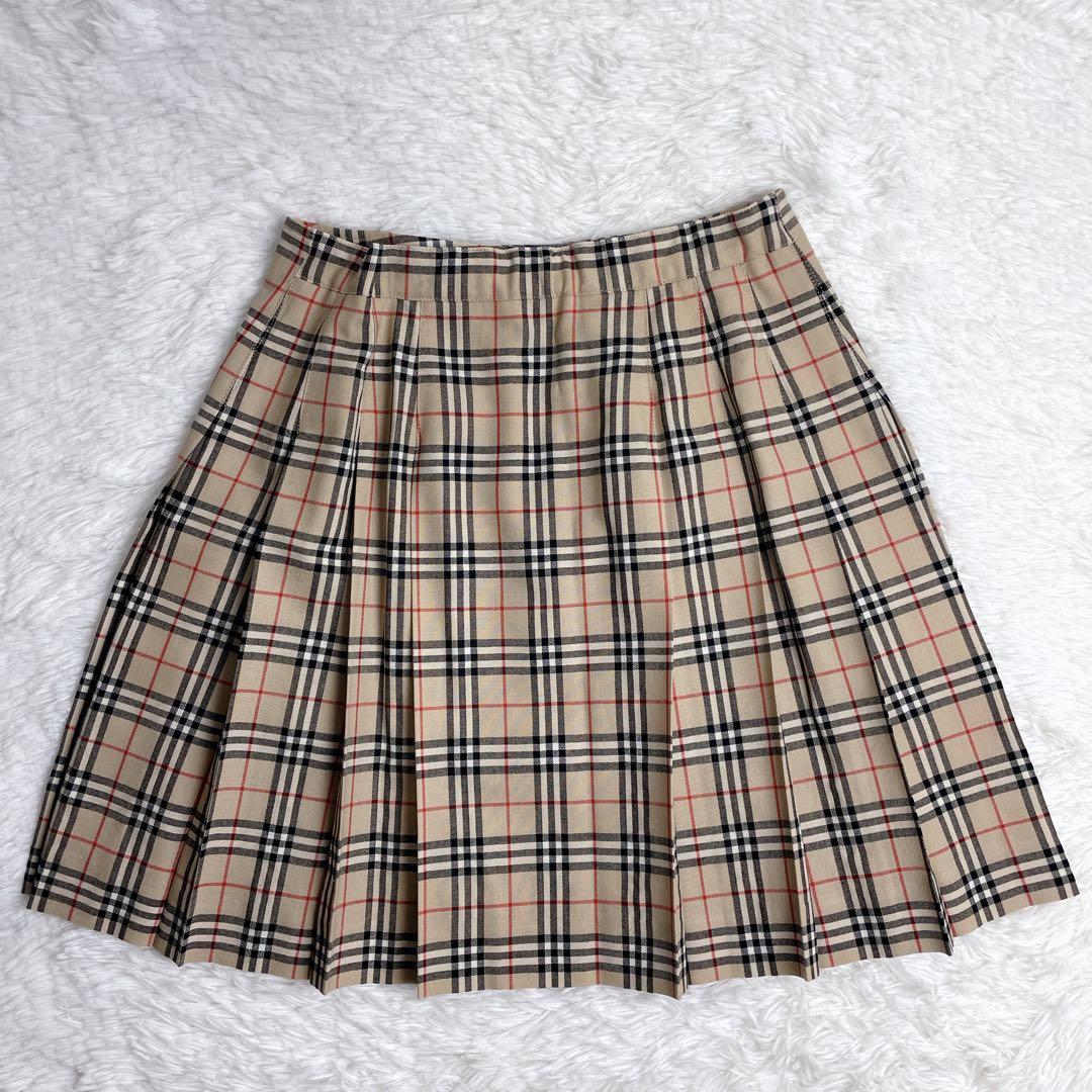 極美品✨バーバリー 巻きスカート プリーツ ノバチェック ベルト 160A M
