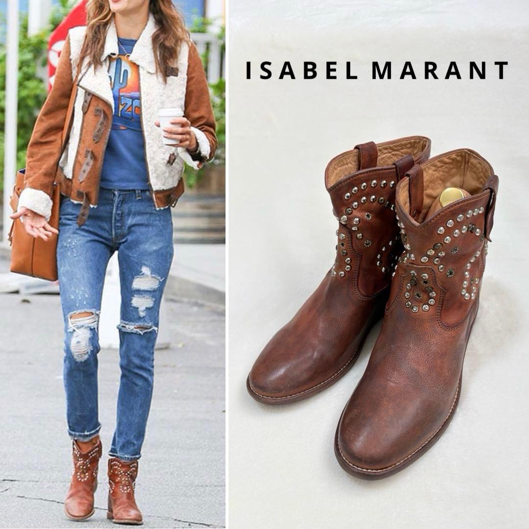 ISABEL MARANT ショートブーツ ウエスタン リペア済み 40