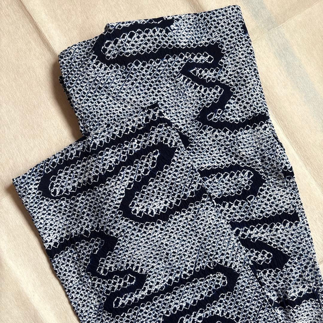 美品　有松絞り　藍染め　浴衣　木綿