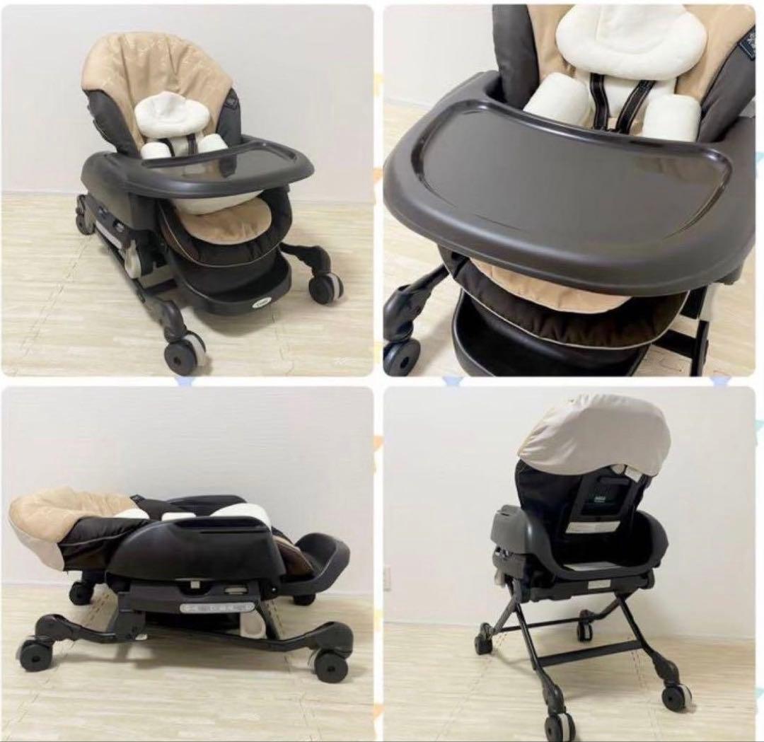Nemulila ベビー用ハイチェア ベージュ/ブラック