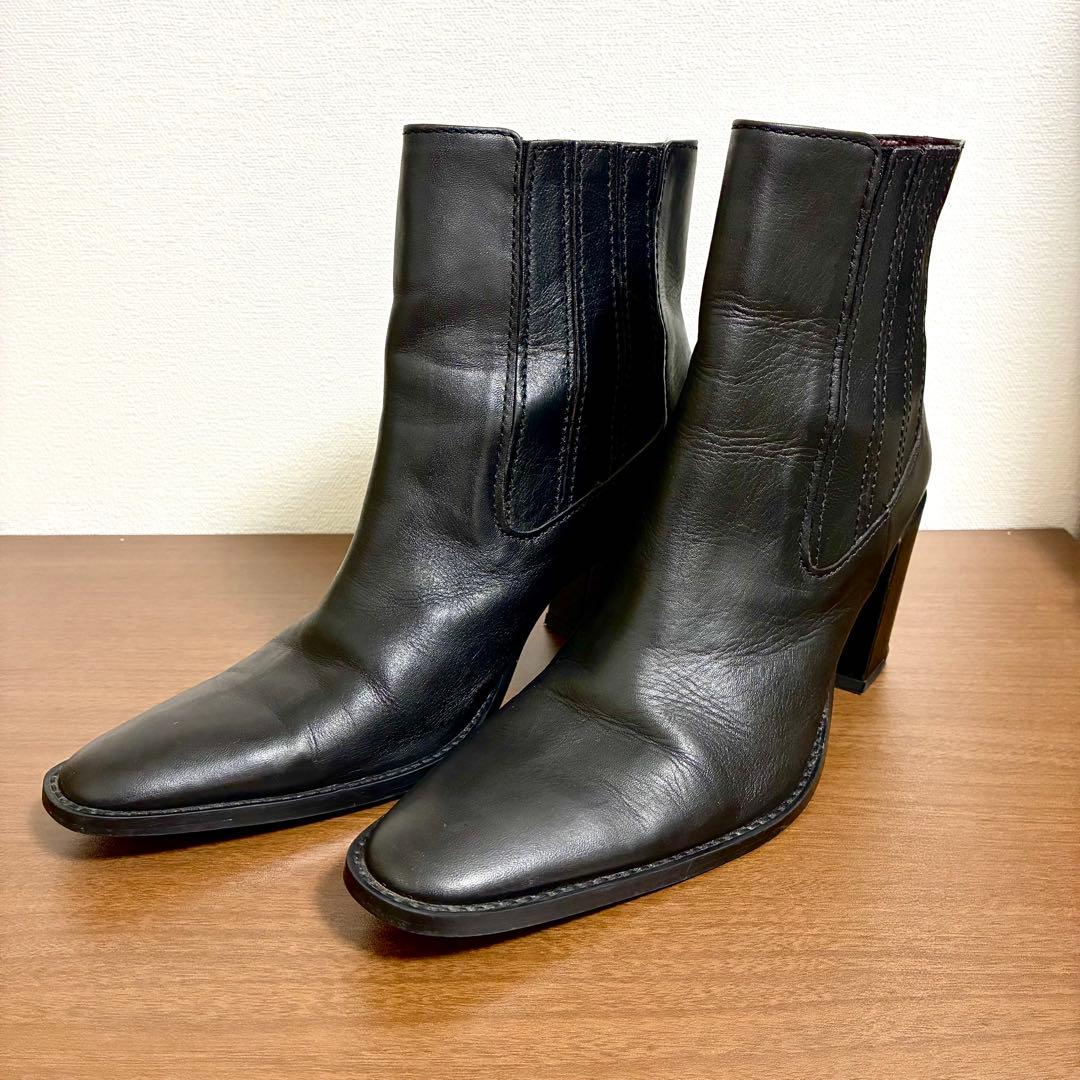 美品　ZARA メンズ　サイズ40 26レザー ブラック サイドゴアブーツ
