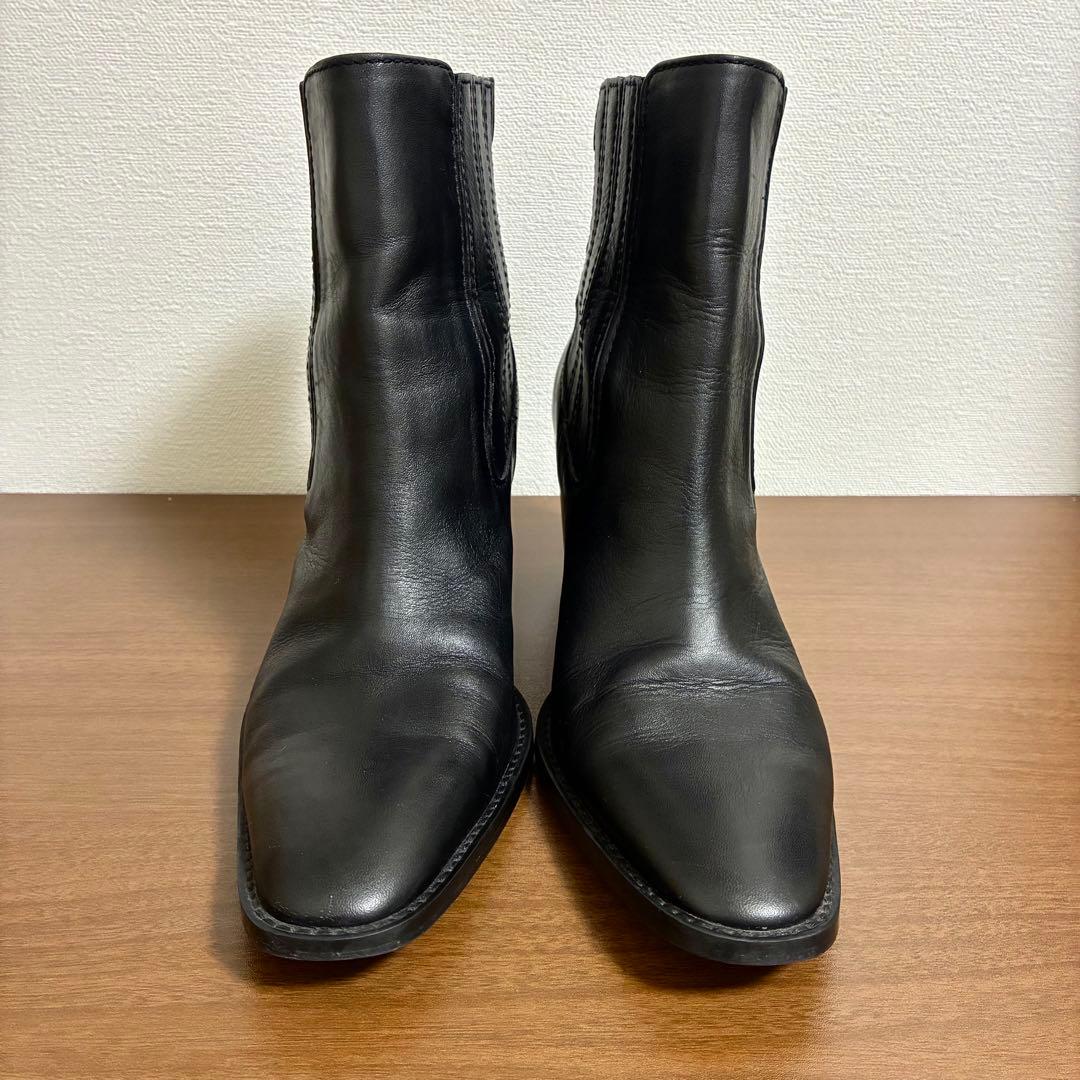 美品　ZARA メンズ　サイズ40 26レザー ブラック サイドゴアブーツ