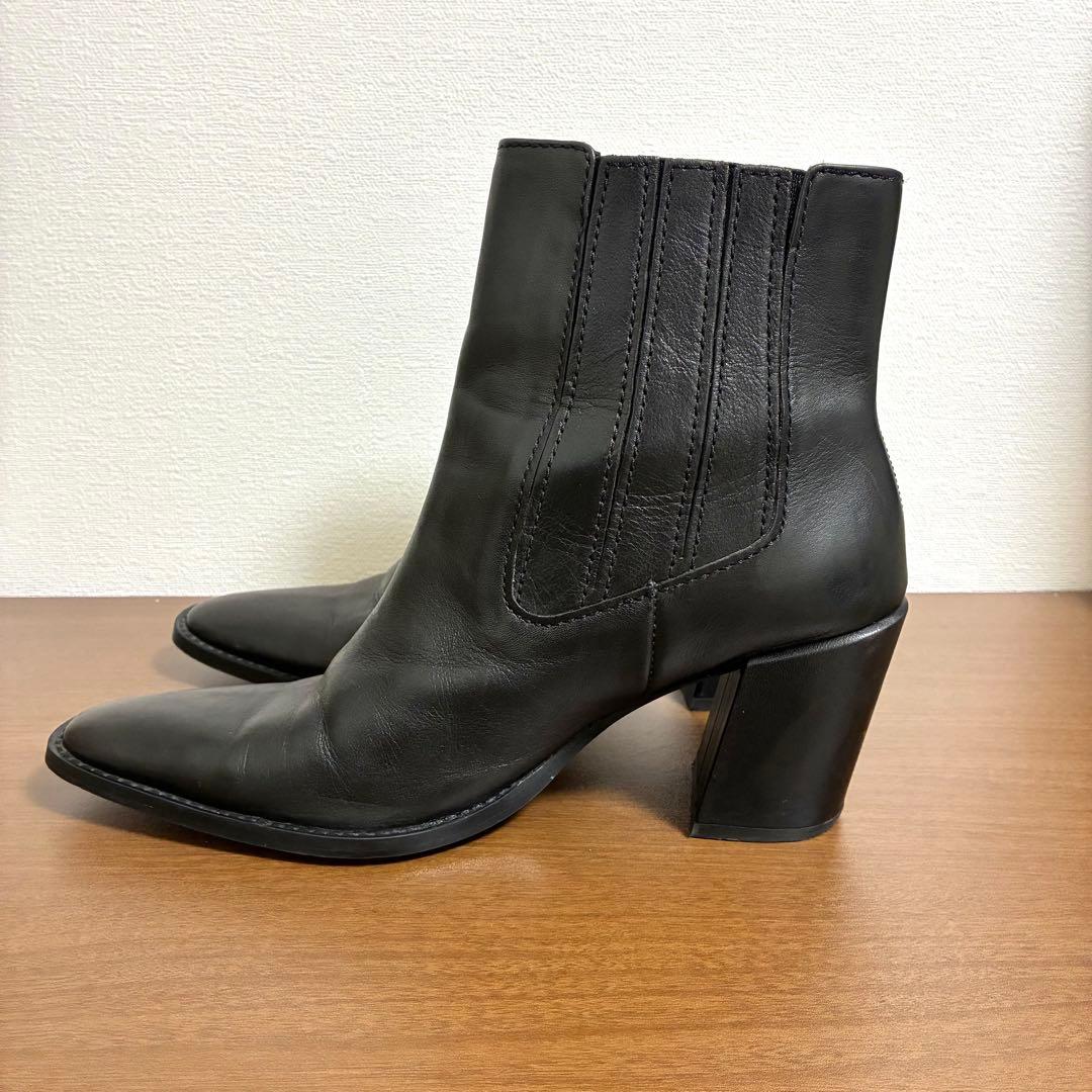 美品　ZARA メンズ　サイズ40 26レザー ブラック サイドゴアブーツ
