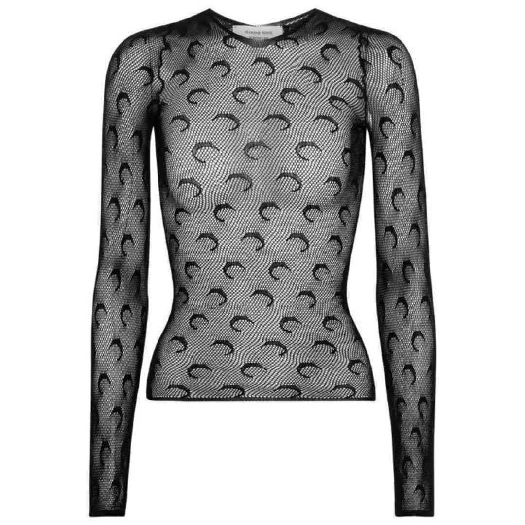 MARINE SERRE メッシュトップ 巾着付き Moon Fishnet