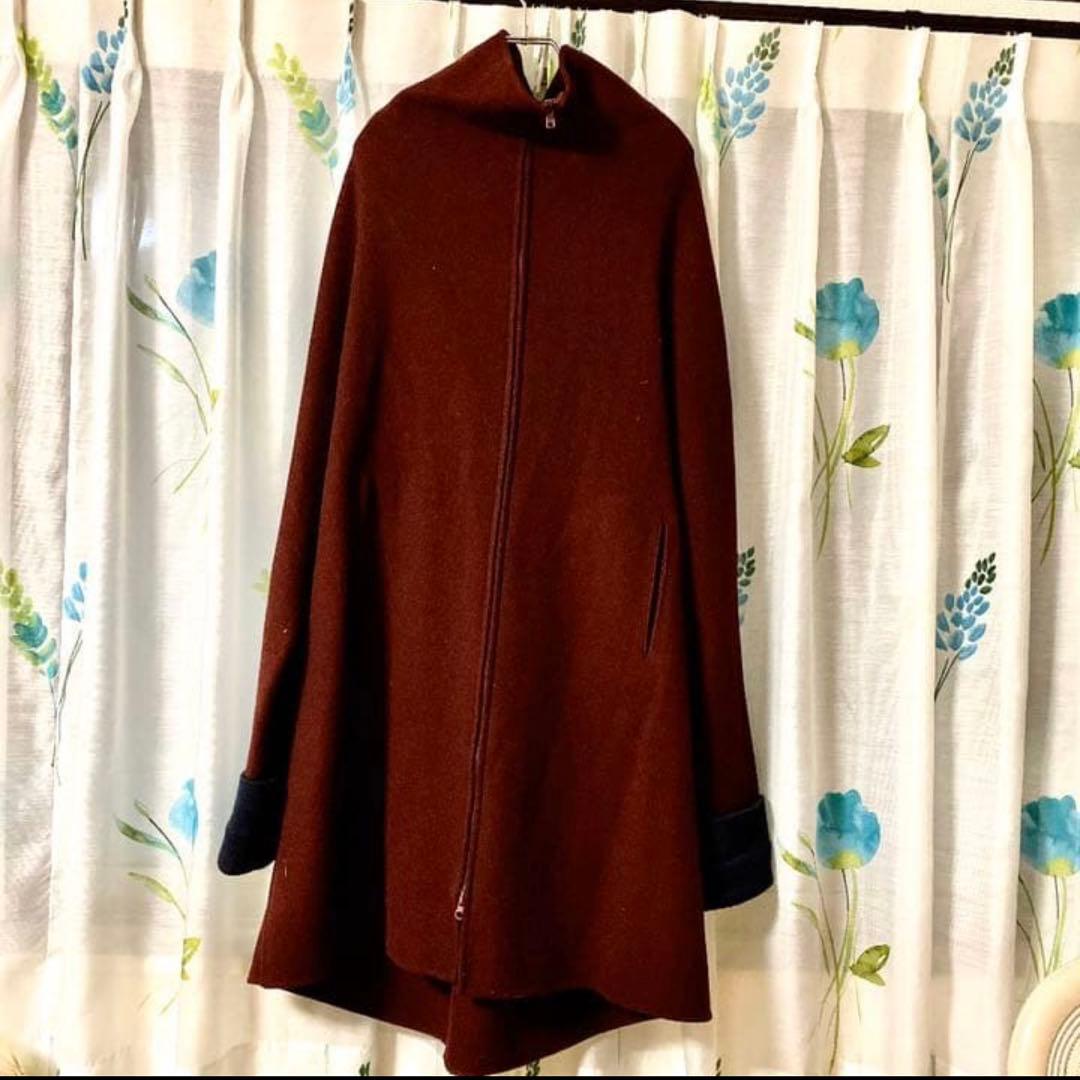 ヨウジヤマモト ハイネックメルトンポンチョ変形コート