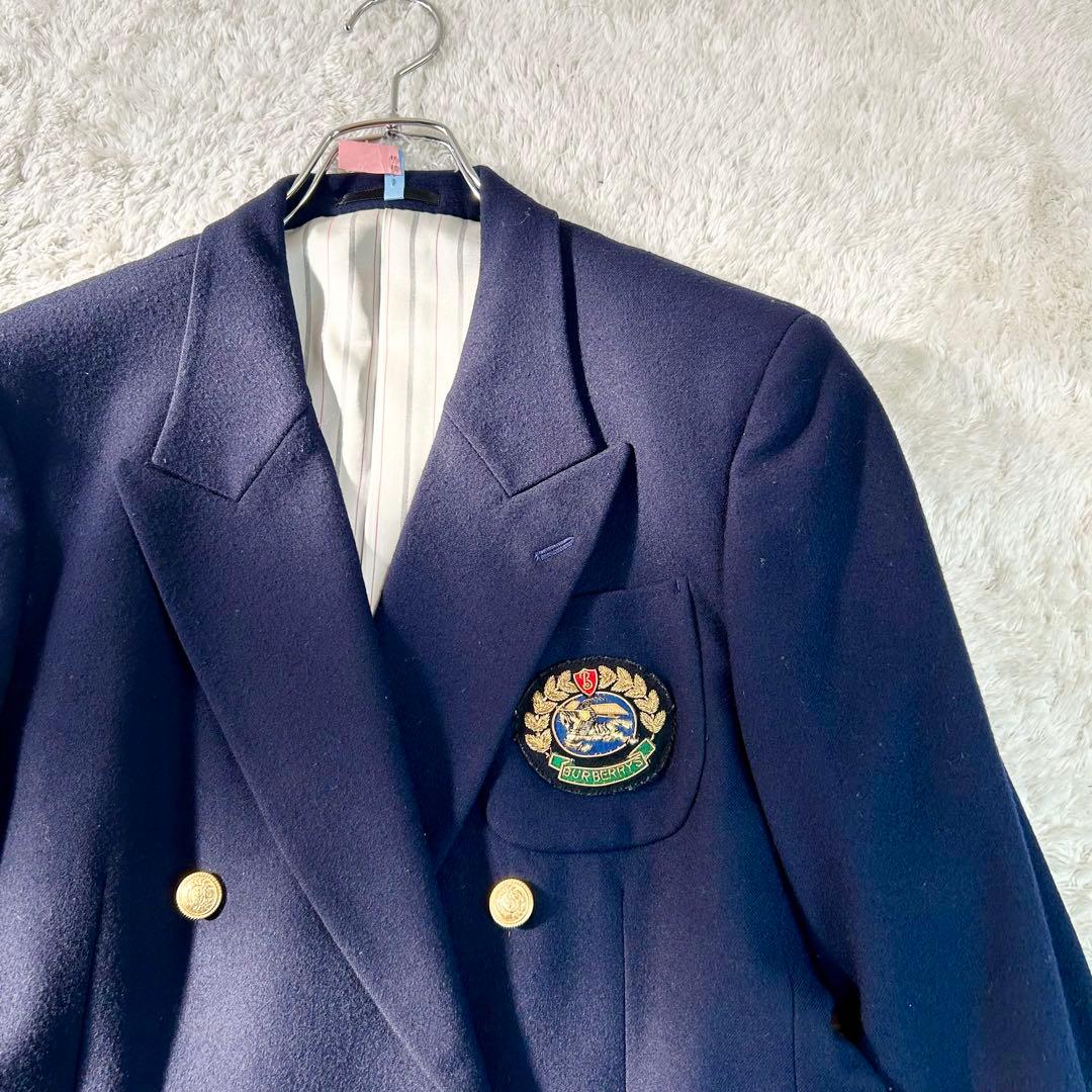 バーバリーBurberrys ジャケットダブル　金ボタン ネイビー　ワッペン　L