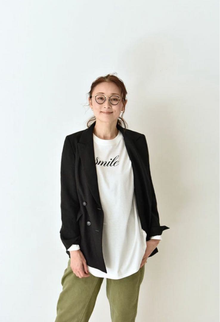 ハグオーワー＊クロスアンドクロス＊ リネンダブルブレストジャケット＊ブラック