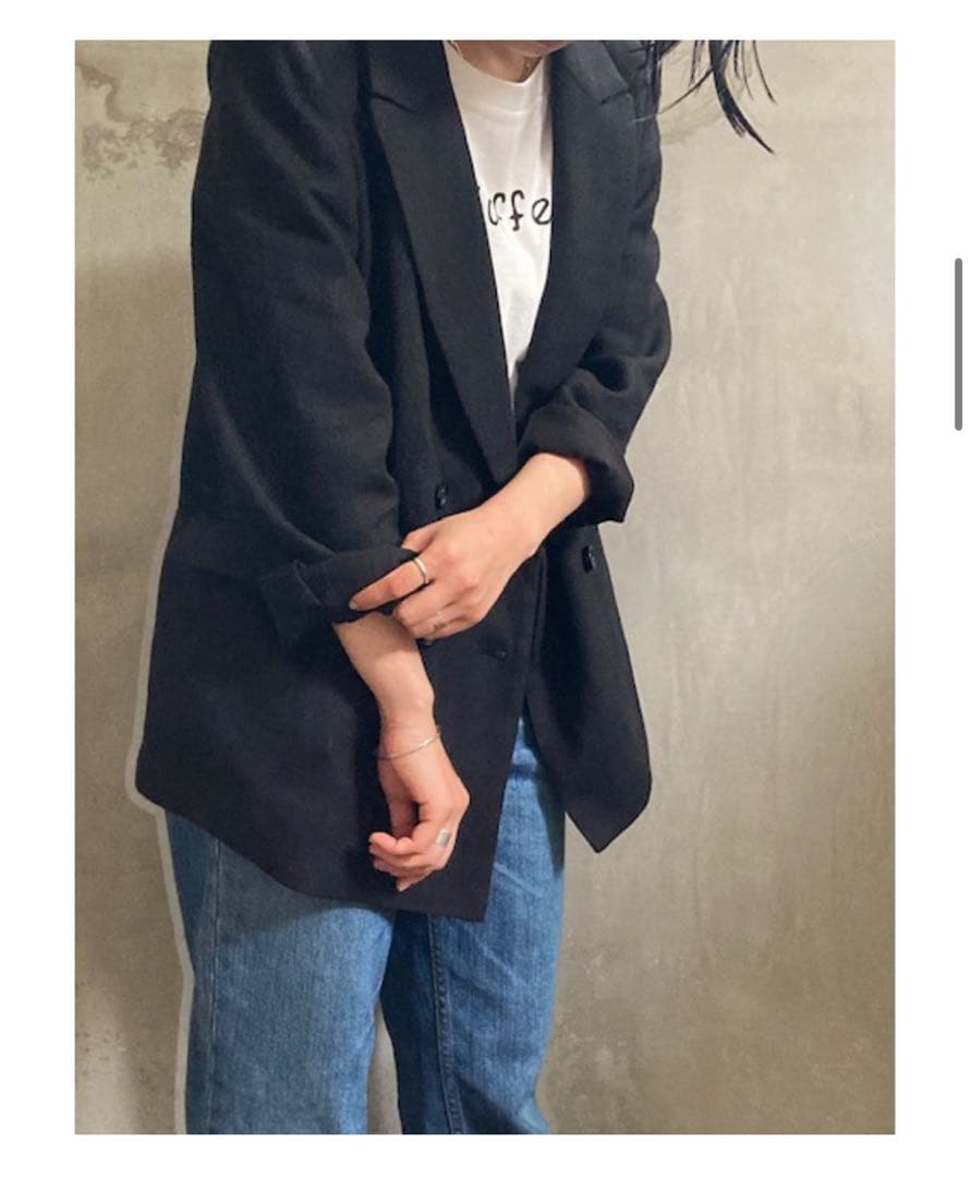 ハグオーワー＊クロスアンドクロス＊ リネンダブルブレストジャケット＊ブラック