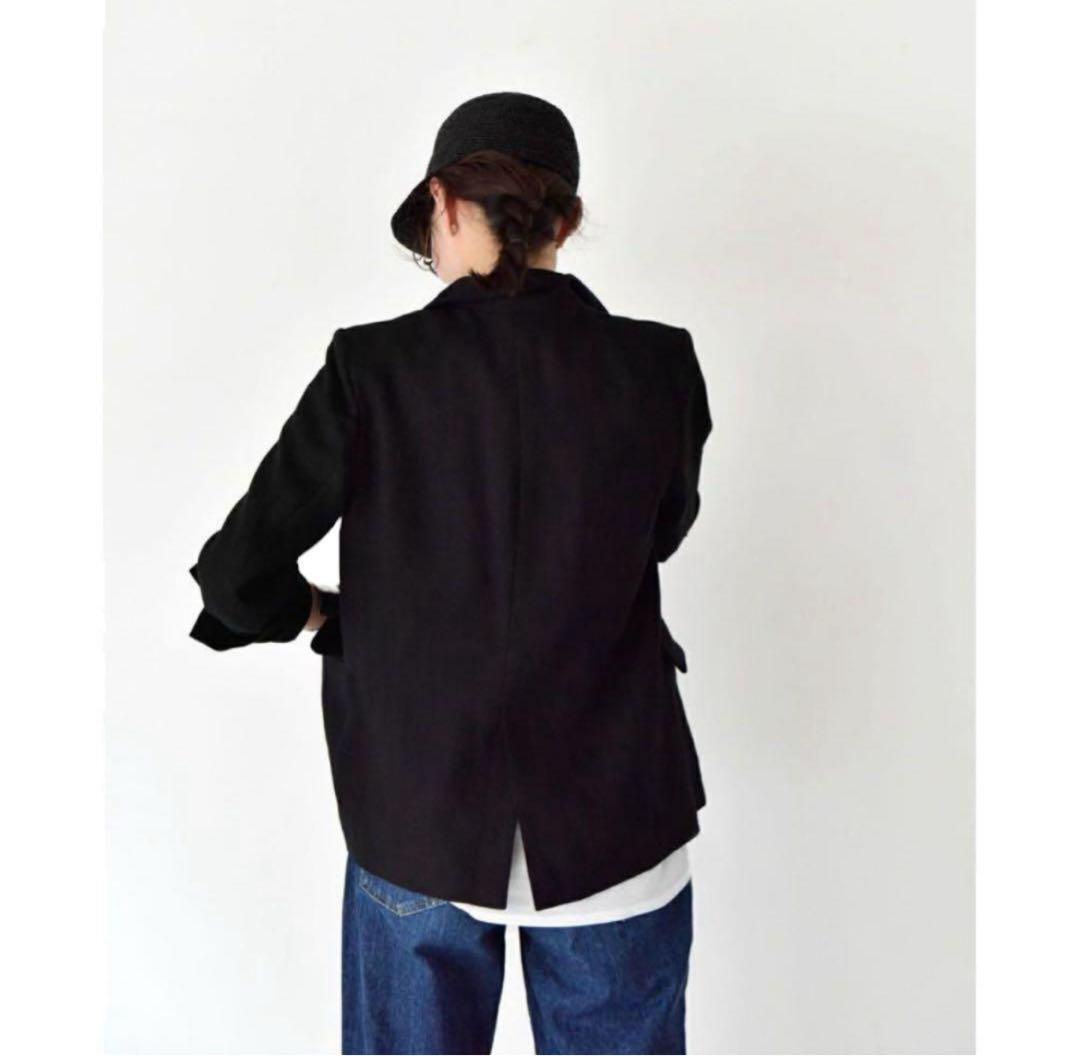 ハグオーワー＊クロスアンドクロス＊ リネンダブルブレストジャケット＊ブラック
