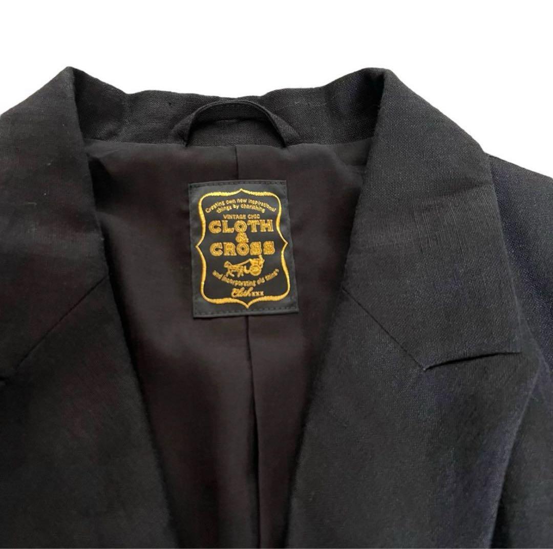 ハグオーワー＊クロスアンドクロス＊ リネンダブルブレストジャケット＊ブラック