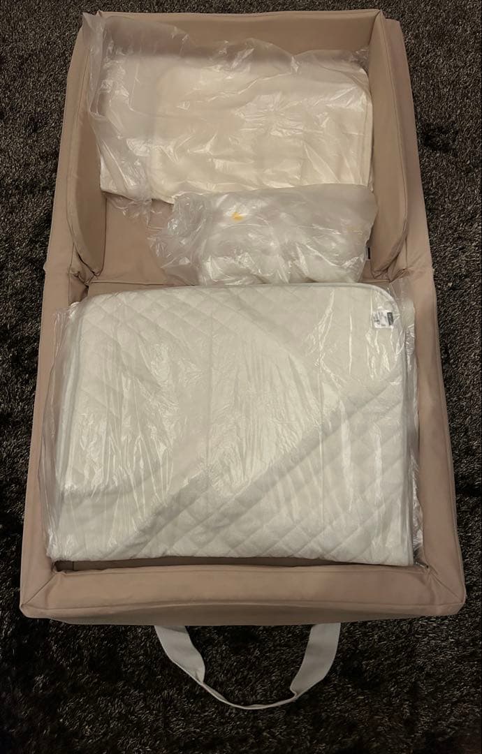 ファルスカ　コンパクトベッド　フィットLサイズ　ベージュ　＋　防水シートセット