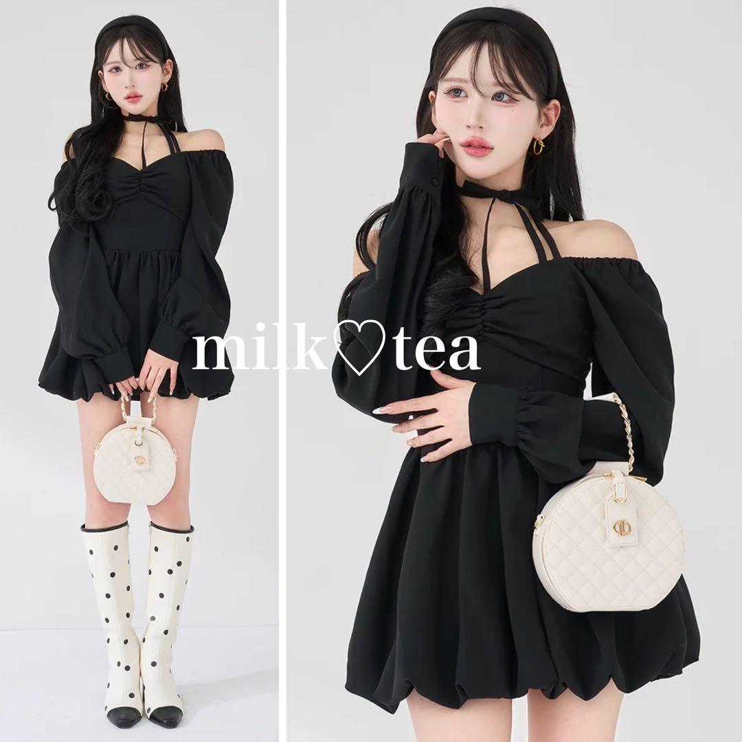 新品タグ付 ダーリッチ ウエストコルセットバルーンミニワンピース ブラック F