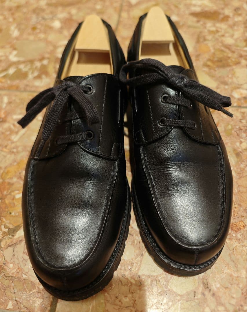 J.M. Weston 黒 レースアップ デッキシューズ