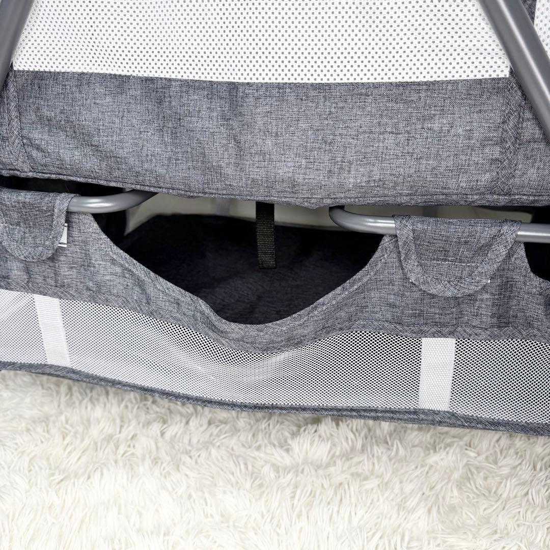 極美品 簡易ベビーベッド 移動式 折りたたみ 蚊帳 荷物入れ 収納バッグ