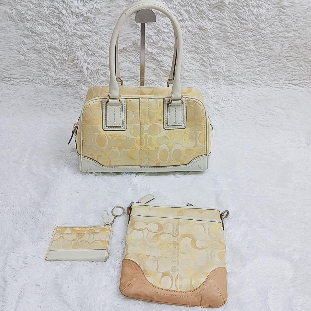 COACH ハンドバッグ ポーチ ケース3点セット シグネチャー イエロー