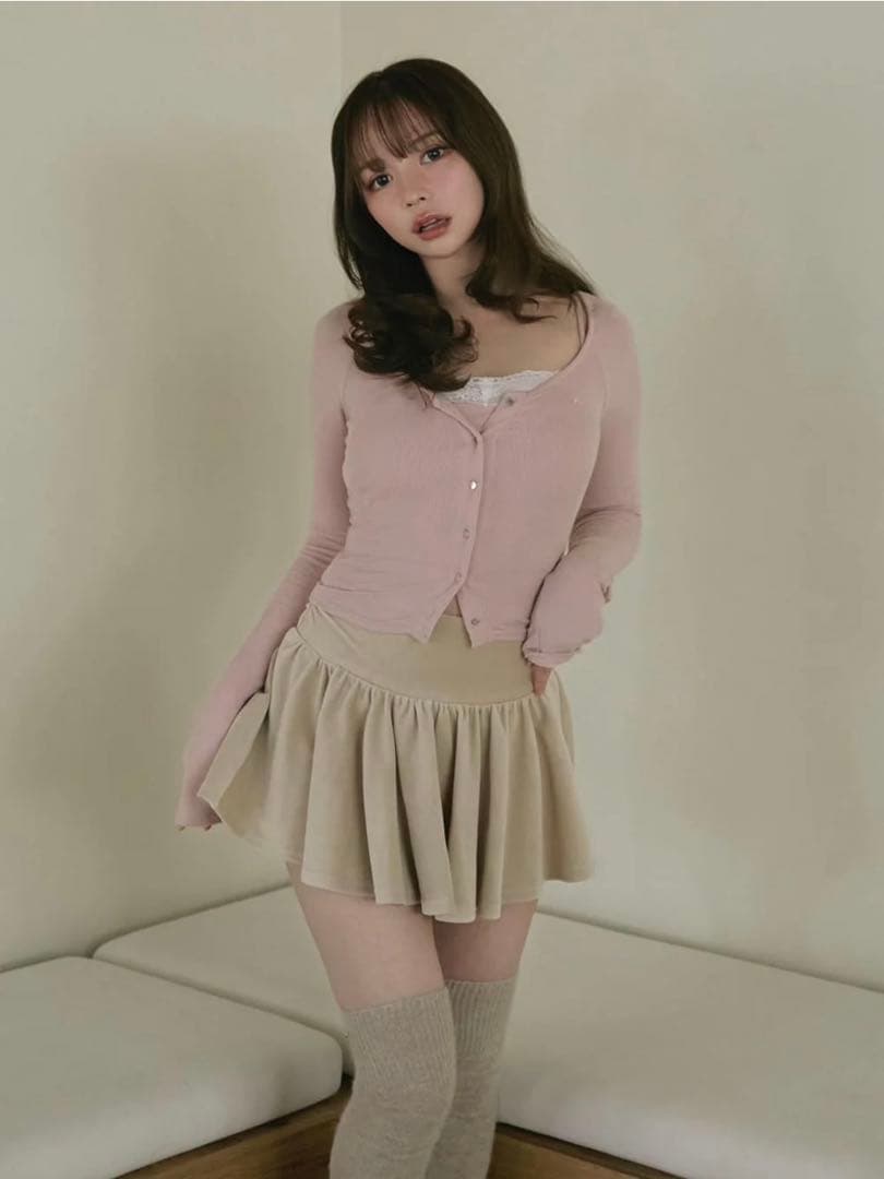 Silky velor mini skirt｜being｜Sサイズ
