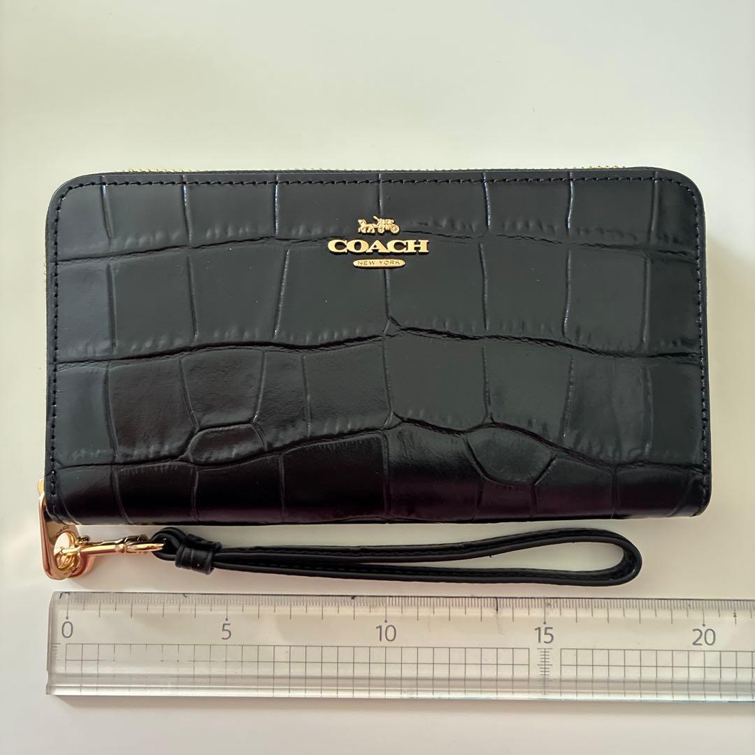 新品未使用　COACH クロコダイル　黒　ウォレット　長財布