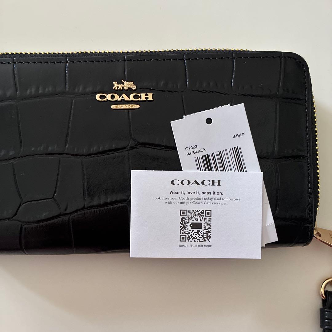 新品未使用　COACH クロコダイル　黒　ウォレット　長財布
