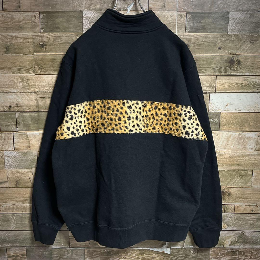 コムドットゆうた supreme スウェットハーフジップ レオパード 刺繍ロゴ