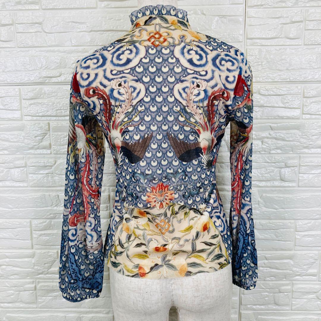 VIVIENNE TAM ドラゴン柄 シースルートップス 38 2330