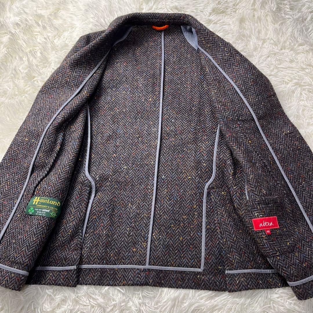 【美品】altea テーラードジャケットHirelano生地 ヘリンボーン 46