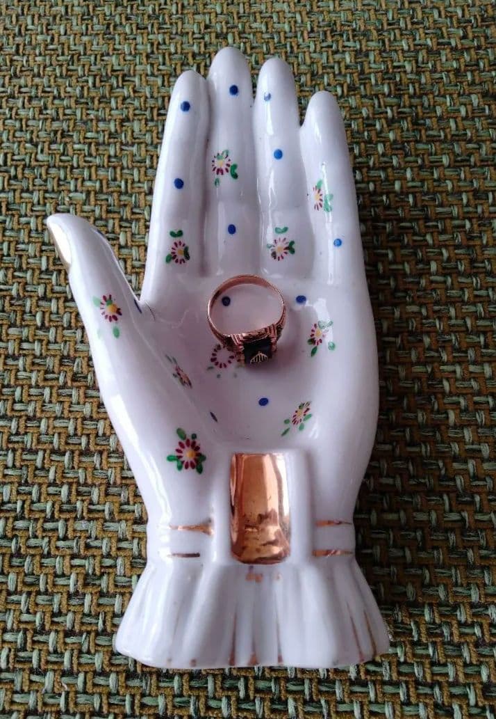ハンド　手　花柄　オブジェ　置物　ビンテージ　レア　ドット　ジュエリー　レトロ