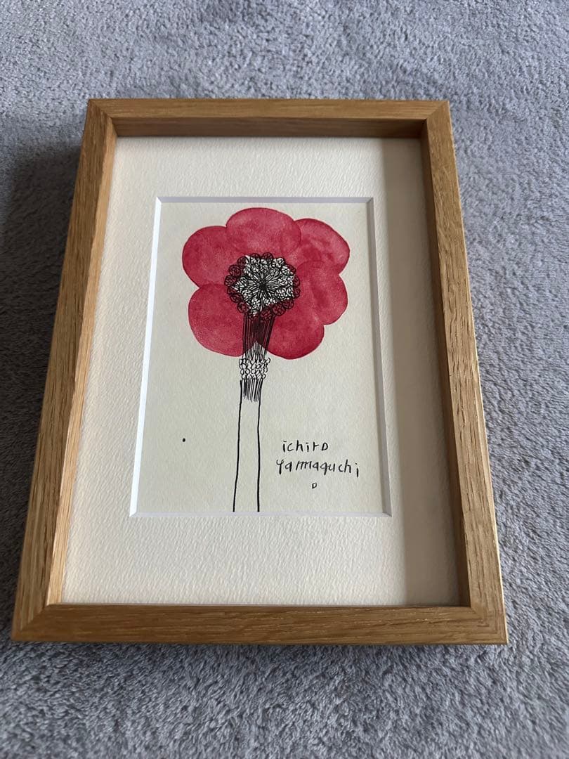 山口一郎さん　花の絵　原画　裏に馬の絵があります