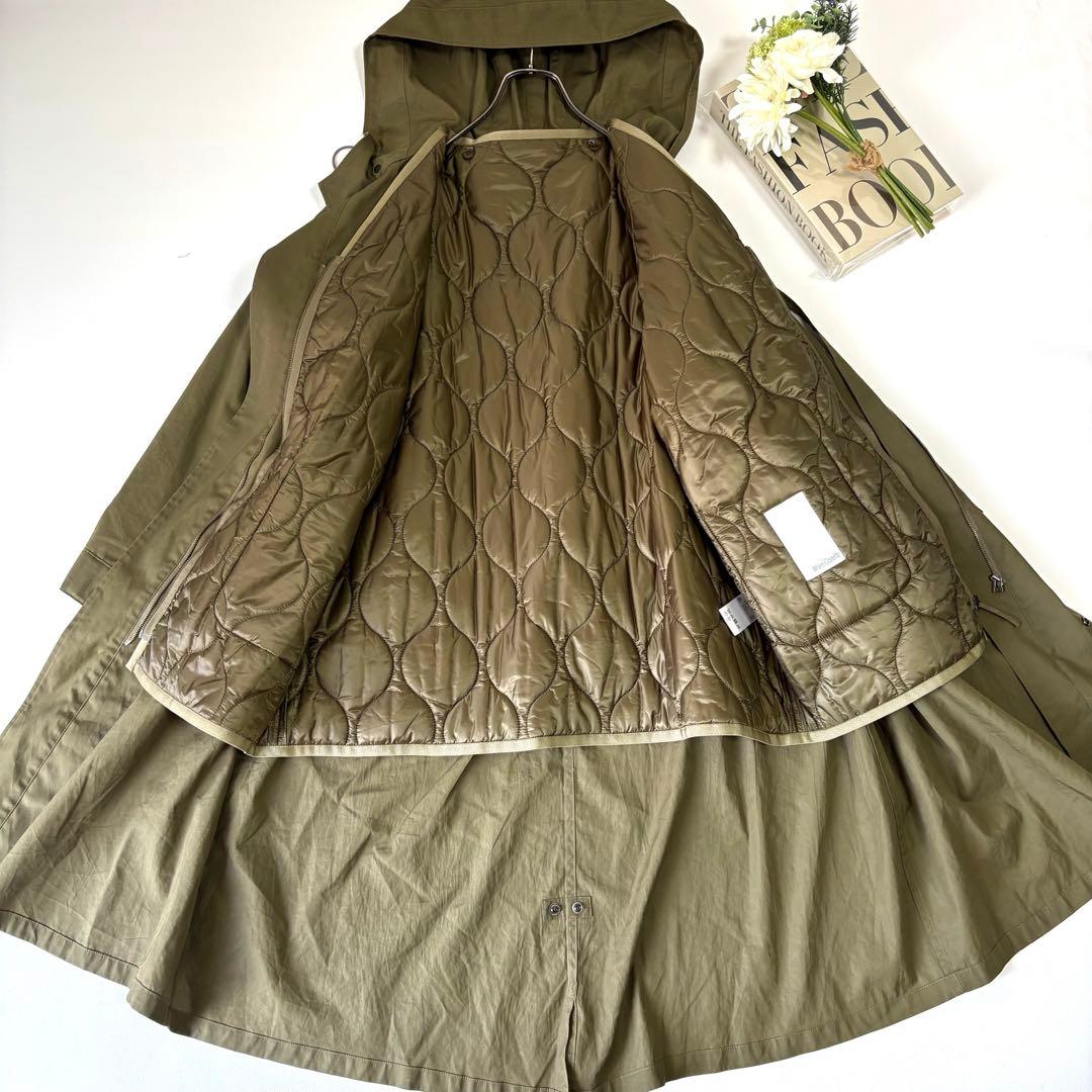 【美品】ウィムガゼット キルトジャケット付きモッズコート キルティング カーキ
