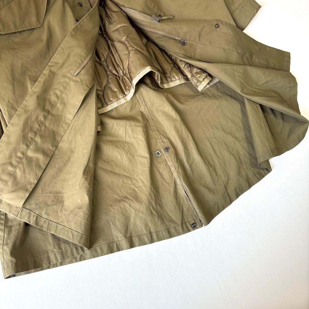 【美品】ウィムガゼット キルトジャケット付きモッズコート キルティング カーキ