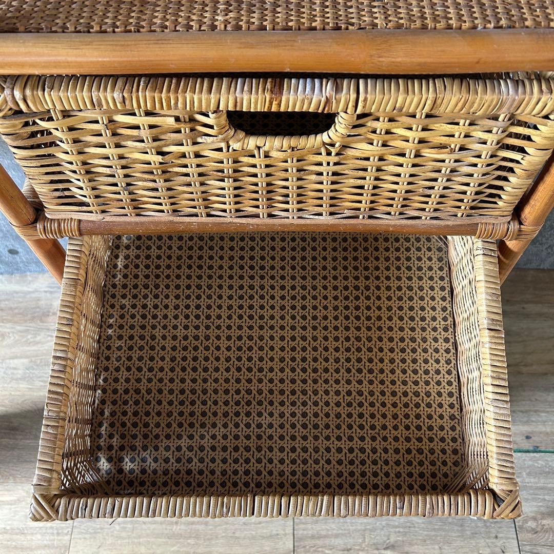 ꧁籐家具꧂ 5段ラタンランドリーチェスト ラック バスケット 収納家具