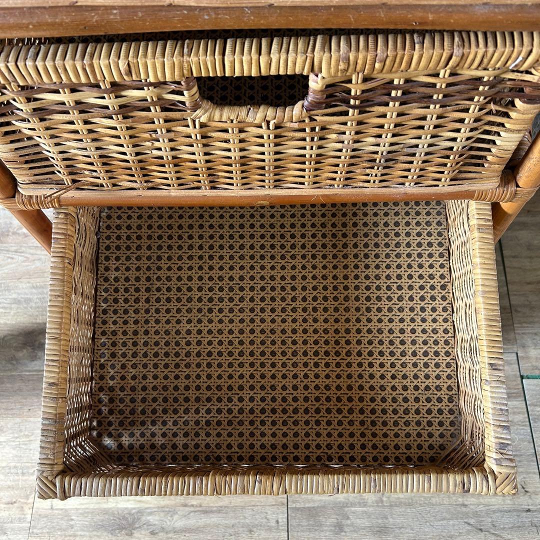 ꧁籐家具꧂ 5段ラタンランドリーチェスト ラック バスケット 収納家具