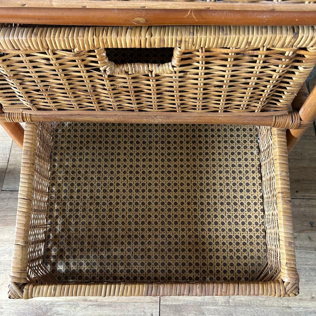 ꧁籐家具꧂ 5段ラタンランドリーチェスト ラック バスケット 収納家具