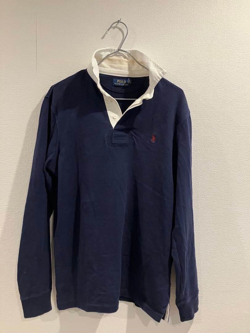 POLO RALPH LAUREN ネイビー長袖 ラガーポロシャツ サイズXS