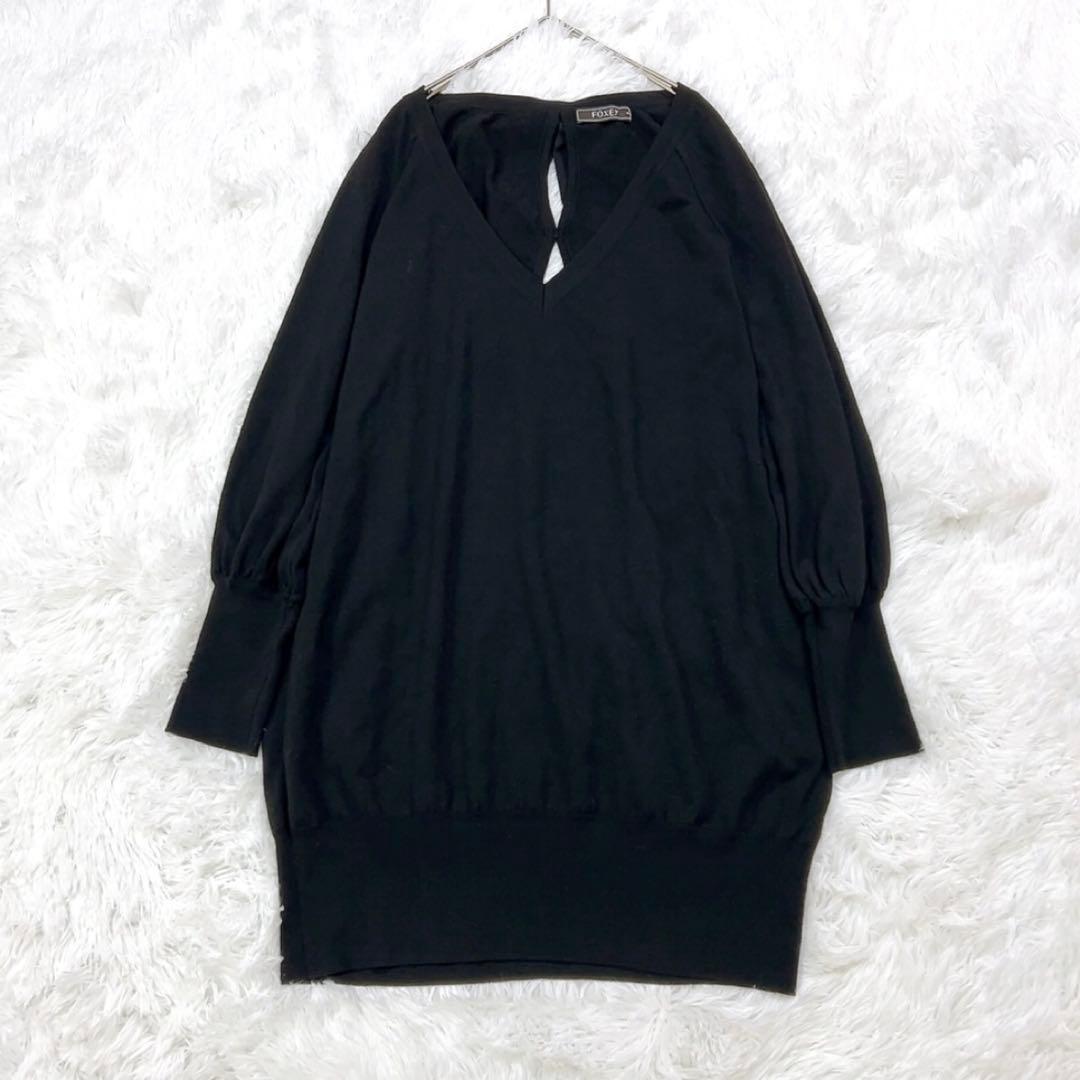 FOXEY フォクシー ワンピース バックリボン 42 XL相当 ブラック 黒