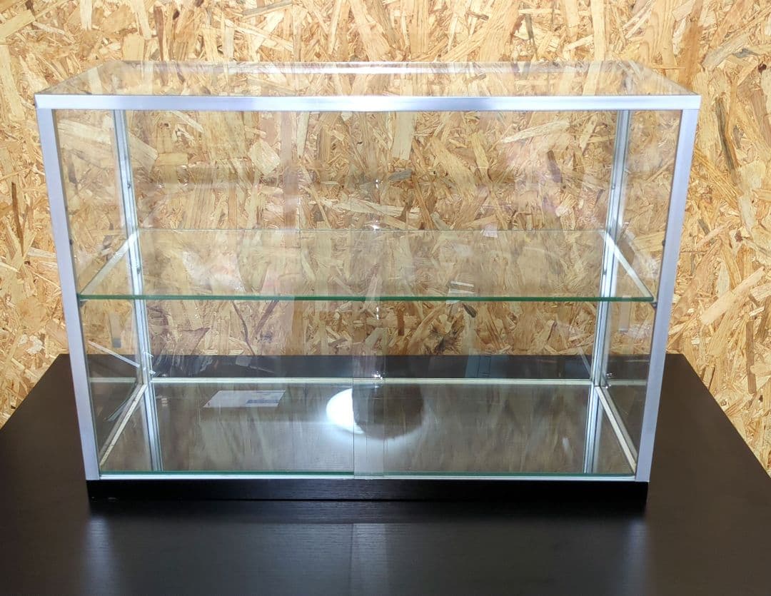 最終値下げ　アルミ 昭和レトロ ガラスショーケース 2段 ディスプレイ