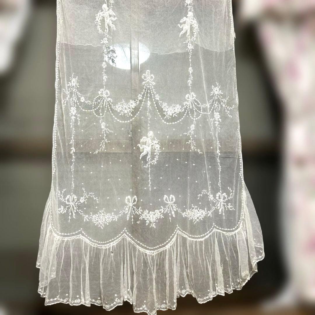 専用　フランスアンティーク　チュールレース　カーテン　天使　ガーランド　リボン