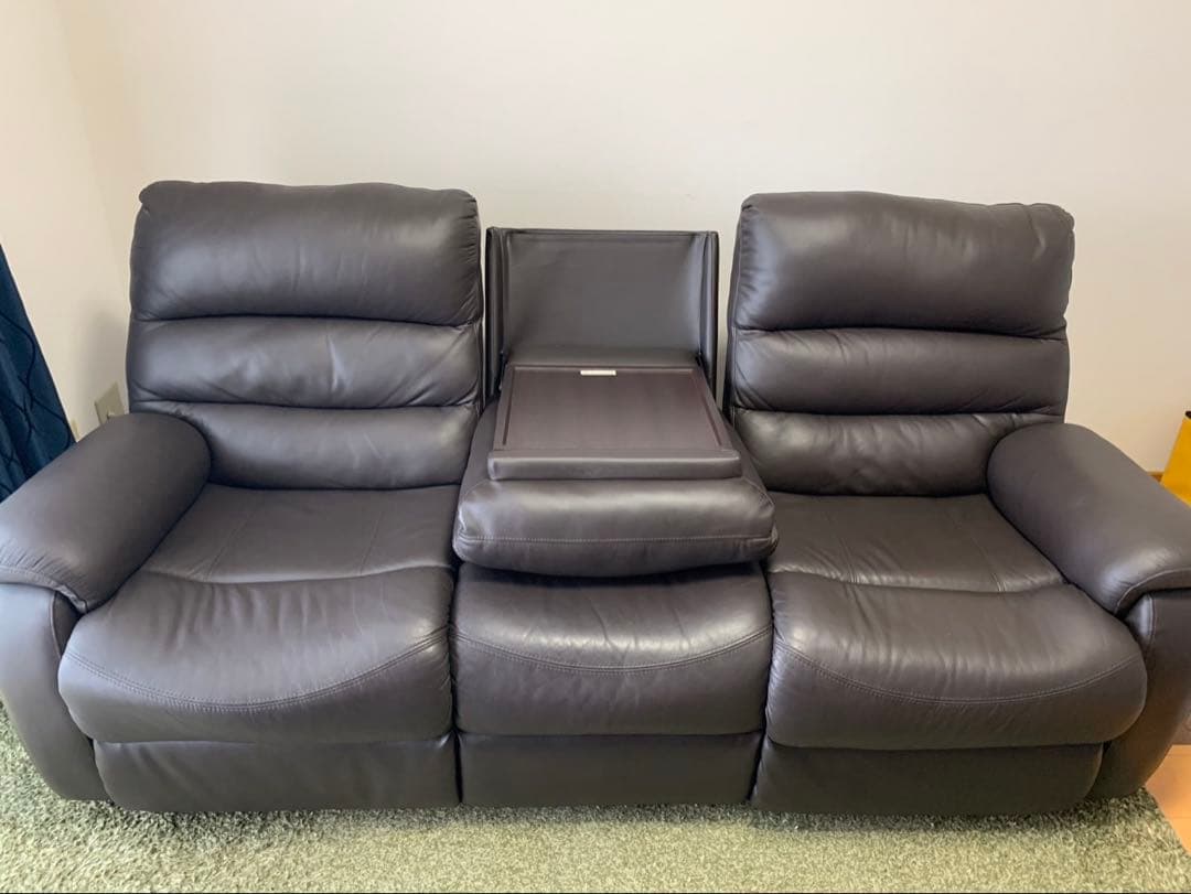 ニトリ 3人用 電動テーブル付 リクライニングソファ Nビリーバ 2革 DBR