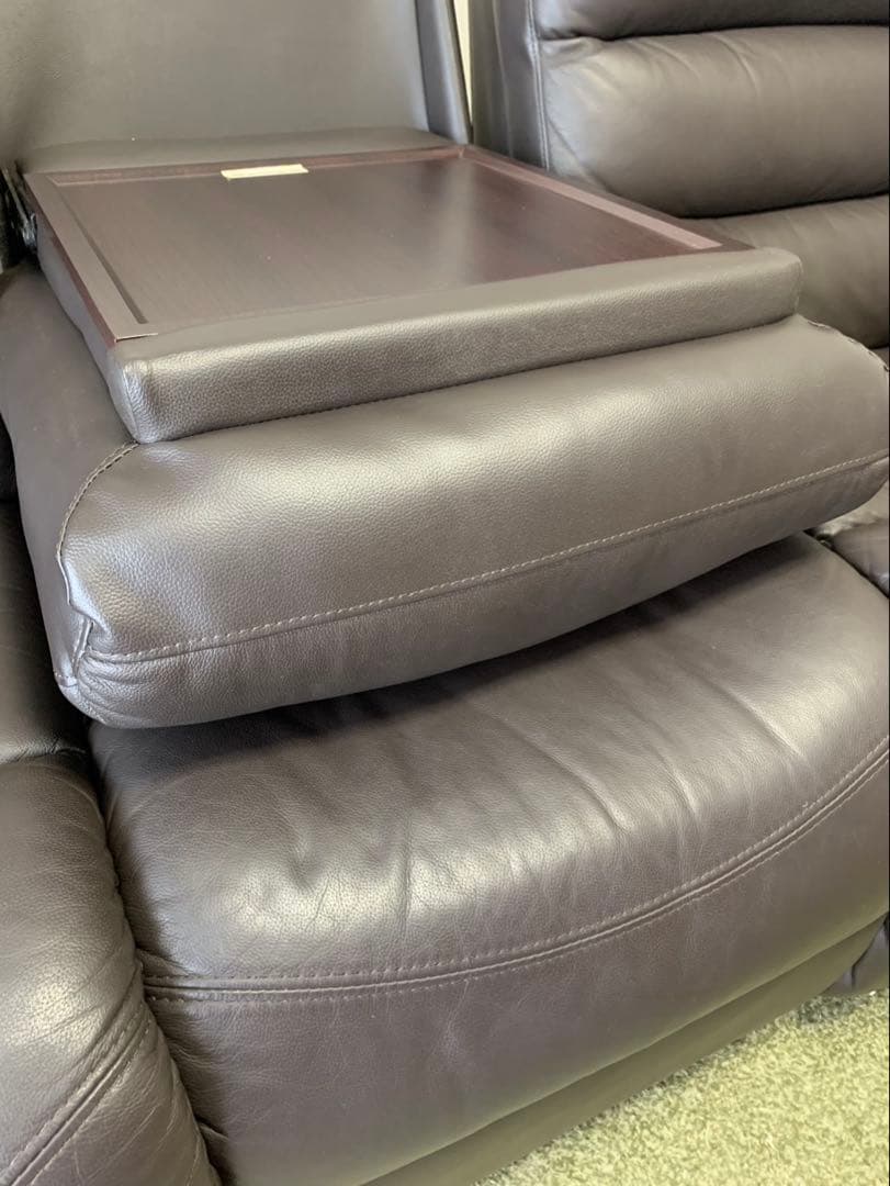 ニトリ 3人用 電動テーブル付 リクライニングソファ Nビリーバ 2革 DBR